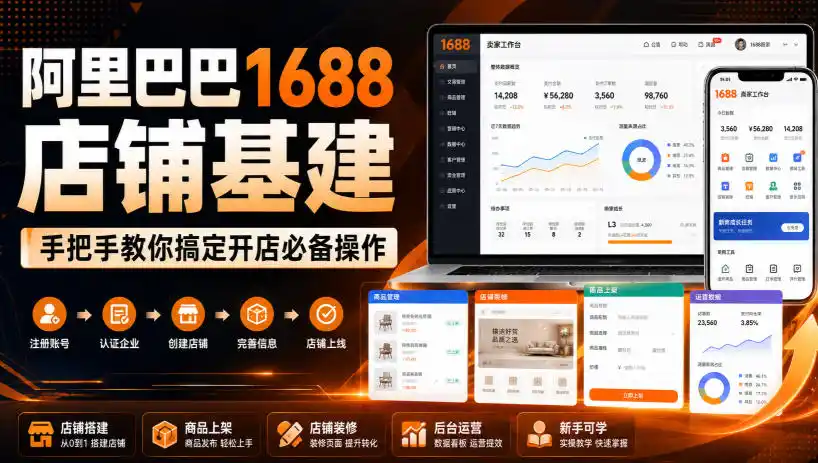 阿里巴巴1688店铺基建，手把手教你搞定开店必备操作(更新8月)-造梦栈