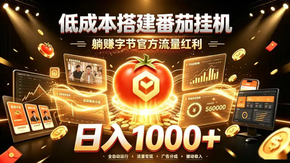 低成本搭建番茄挂G，躺賺字节官方流量红利，日入1k+，全程傻瓜式落地【揭秘】-造梦栈