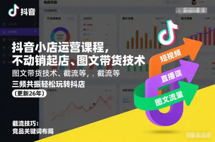 抖音小店运营课程，不动销起店、图文带货技术、截流等，三频共振轻松玩转抖店(更新26年08月)-造梦栈
