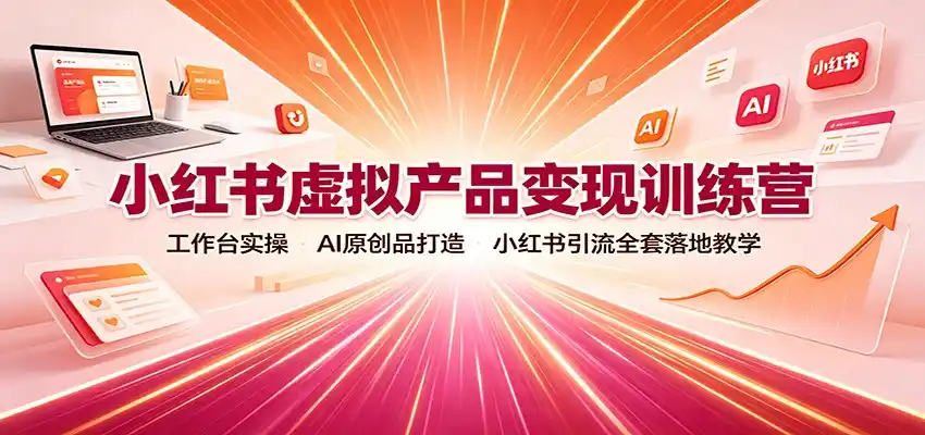 小红书虚拟产品变现训练营：工作台实操，AI原创品打造，小红书引流全套落地教学-造梦栈