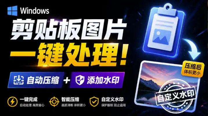 Windows剪贴板复制图片后，体积会暴涨数百倍？剪贴板图片一键自动压缩及添加水印工具-造梦栈