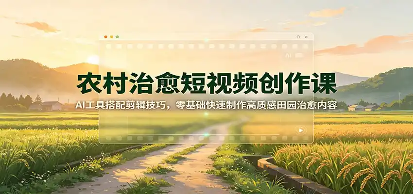 农村治愈短视频创作课：AI工具搭配剪辑技巧，零基础快速制作高质感田园治愈内容-造梦栈