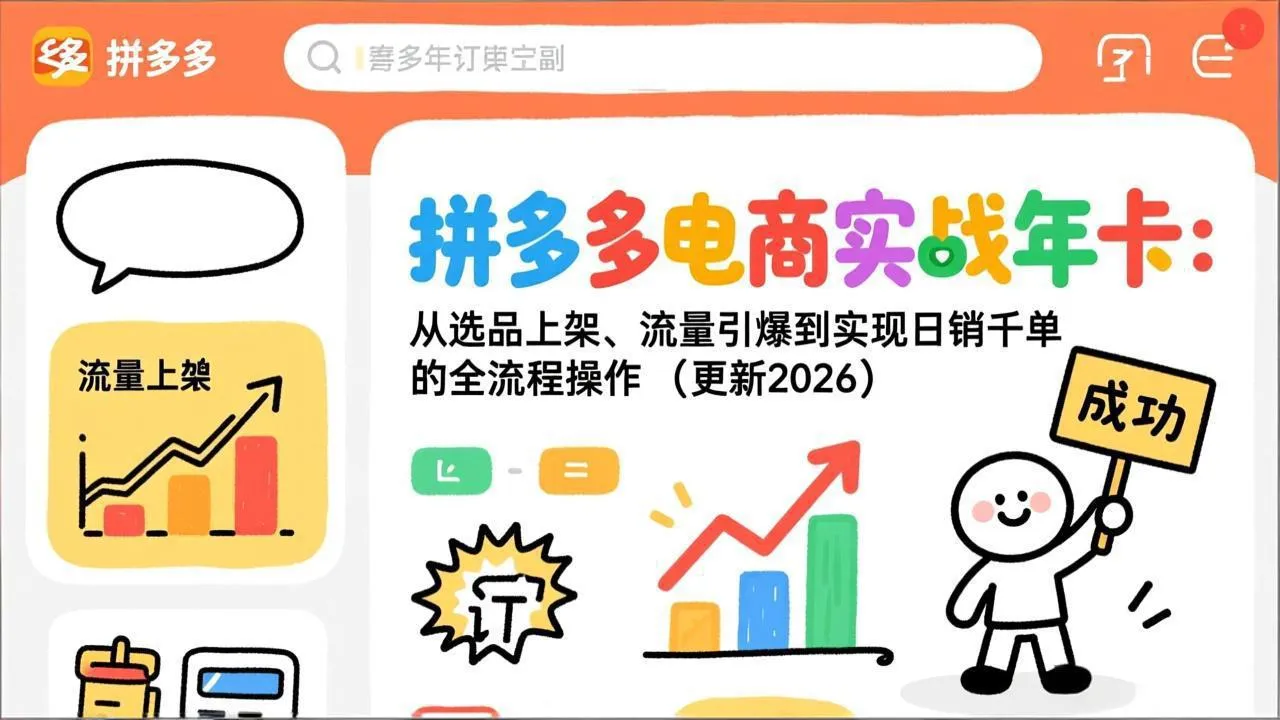 拼多多电商实战年卡：从选品上架、流量引爆到实现日销千单的全流程操作(更新2026年8月-造梦栈