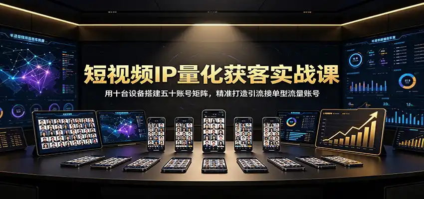 短视频IP量化获客实战课：用十台设备搭建五十账号矩阵，精准打造引流接单型流量账号-造梦栈