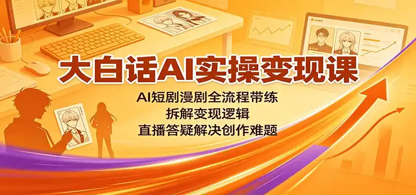 大白话AI实操变现课：AI短剧漫剧全流程带练，拆解变现逻辑，直播答疑解决创作难题-造梦栈