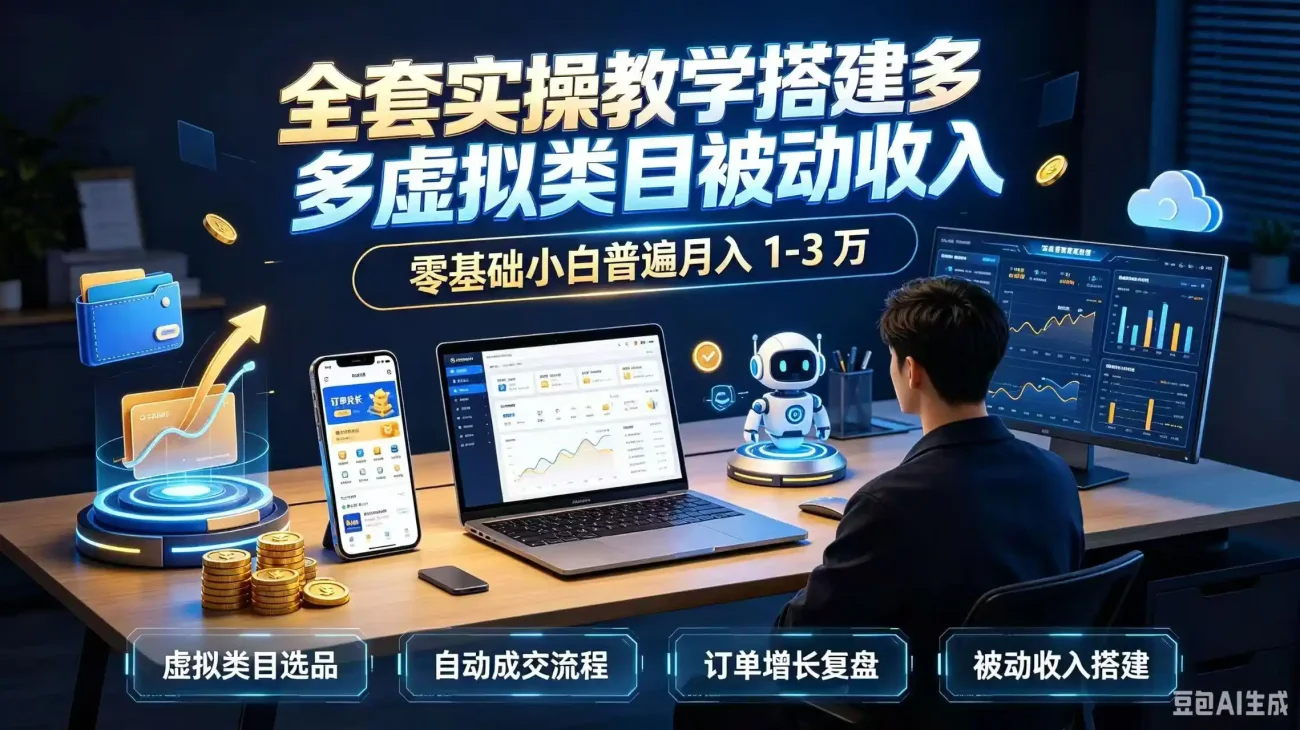 全套实操教学搭建多多虚拟类目被动收入，零基础小白普遍月入 1-3 万-造梦栈