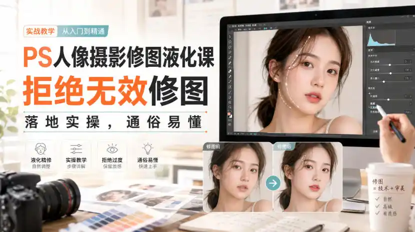 PS人像摄影修图液化课，拒绝无效修图，落地实操，通俗易懂-造梦栈