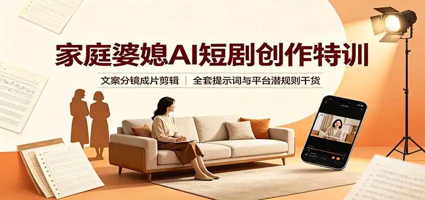 家庭婆媳AI短剧创作特训：文案分镜成片剪辑，全套提示词与平台潜规则干货-造梦栈