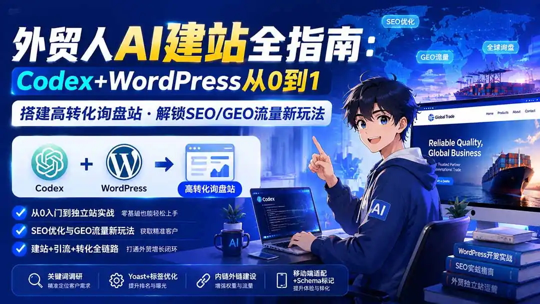 外贸人AI建站全指南：Codex+WordPress从0到1·搭建高转化询盘站·解锁SEO/GEO流量新玩法-更新-造梦栈