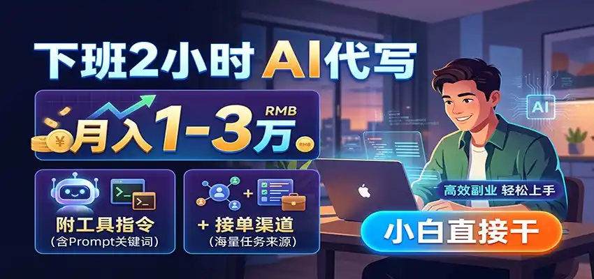 下班2小时AI代写，月入1-3万，附工具指令+接单渠道，小白直接干-造梦栈