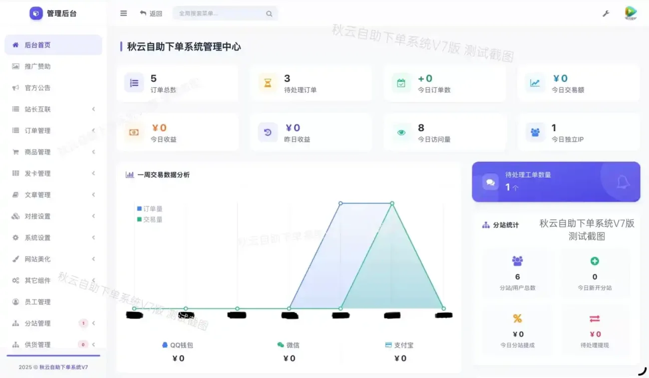 彩虹云商城二开重构美化版源码 秋云自助下单系统V7版-造梦栈
