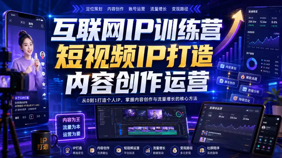 互联网IP训练营，短视频IP打造，内容创作运营-造梦栈
