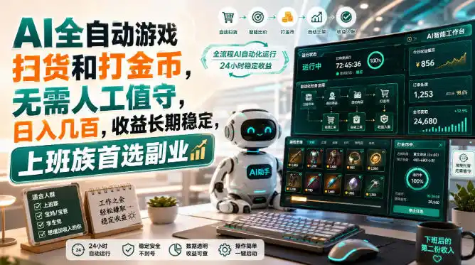 AI全自动游戏皮肤扫货和打金币，日入几百，内部方法大揭秘，0门槛！-造梦栈