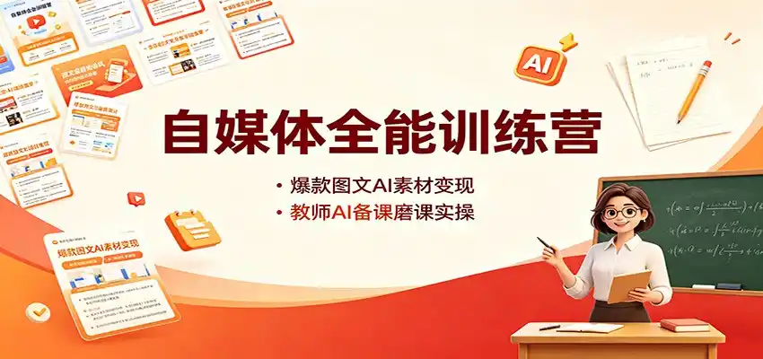 自媒体全能训练营：爆款图文AI素材变现，教师AI备课磨课实操-造梦栈