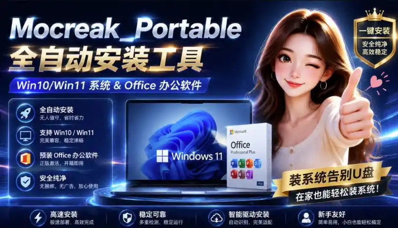 Mocreak全自动安装office和win10、win11系统，告别U盘装系统，使用安全可靠-造梦栈