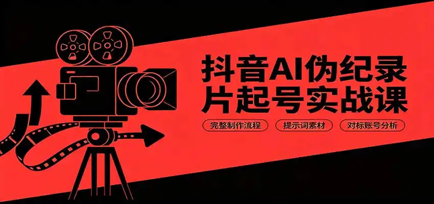 抖音AI伪纪录片起号实战课：完整制作流程，提示词素材，对标账号分析-造梦栈